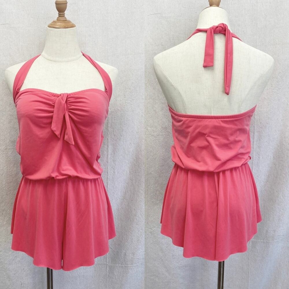 Magicsuit Romy‎ Pink Tie Front Halter Swimsuit Romper size 10